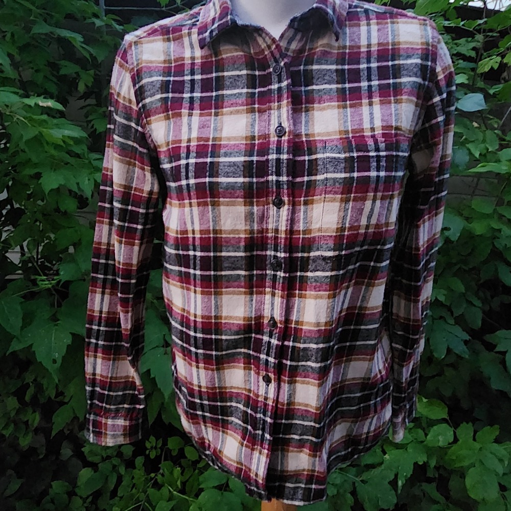 Roots Canada Plaid Flannel Shirt Button Up Long Sleeve Casual Small S